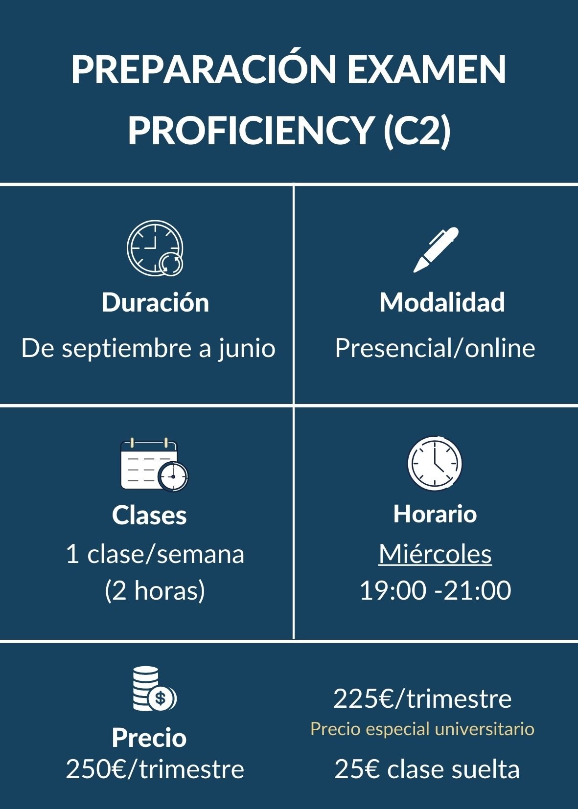 CURSO INGLES PREPARACIÓN EXAMEN INGLES PROFICIENCY C2 MADRID